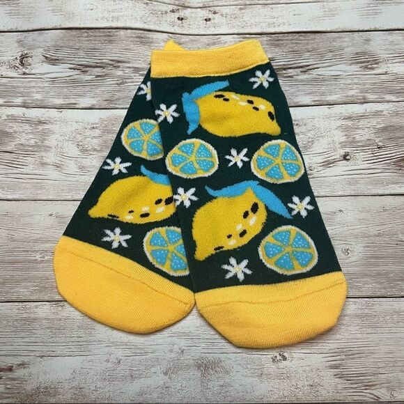 Lemon Fruit Green & Yellow Color Block Socks - Picture 2 of 5